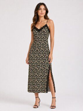 Blu Pepper Spaghetti Strap L Slip Dress Floral Lace Trim Summer Going out Beach